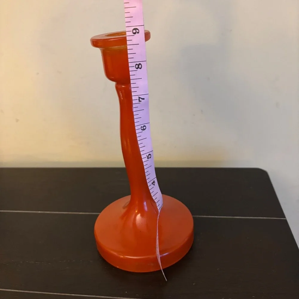 Old Flame Candlestick Co. Wynonna & Naomi Tangerine Colored Glass Candle Holder